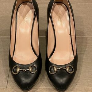 Gucci Black Leather Horsebit High Heel Pumps size 40.5 10.5